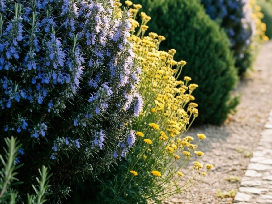 Massif méditerranéen fleuri et entretenu