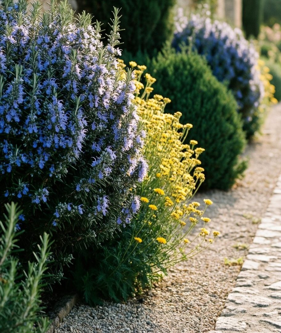Massif méditerranéen fleuri et entretenu